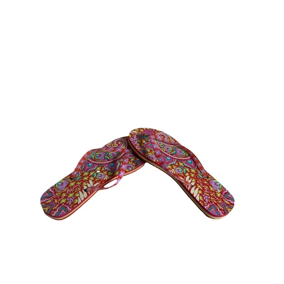 Vera Bradley Shoes - Vera Bradley Floral Multicolor Orange Pink Padded Womans Flip Flops 9/10 Sandals
